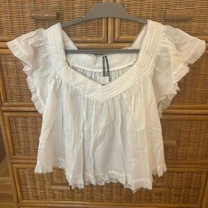 NWT Anthropologie In Bloom Lacy Popover Top in Vanilla